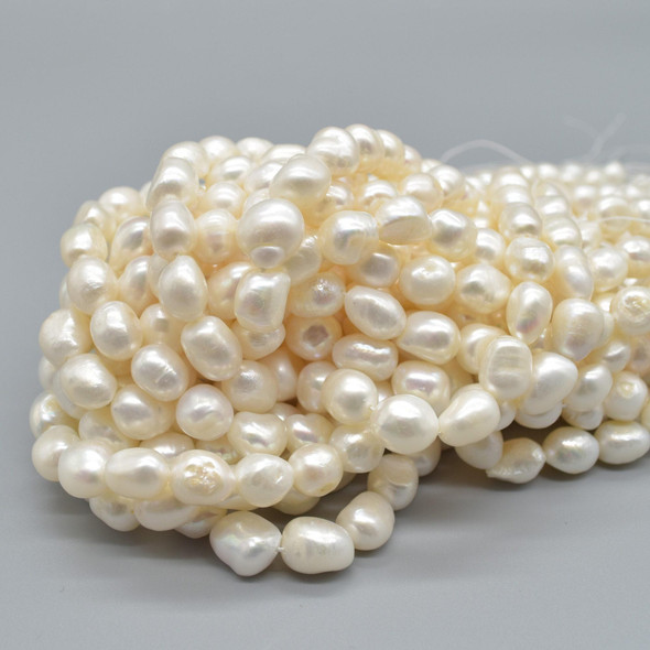 Grade B Natural Freshwater Baroque Nugget Pearl Beads - White - 9mm - 11mm - 14'' Strand
