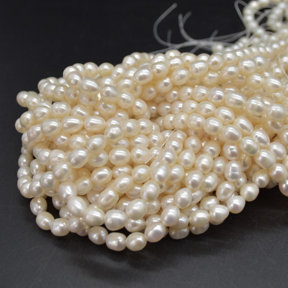 Natural Freshwater Rice Pearl Beads - White - 8mm - 9mm x 7mm - 8mm - 14.5