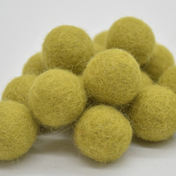 100% Wool Felt Balls - 2cm - Pale Olive Green - 20 Count / 100 Count