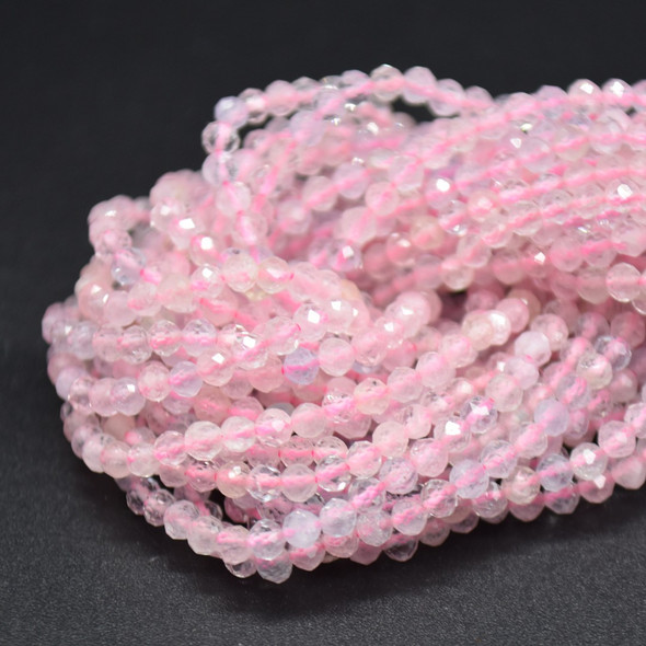 Natural Pink Morganite Semi-Precious Gemstone FACETED Round Beads - 2mm - 2.5mm - 15'' Strand