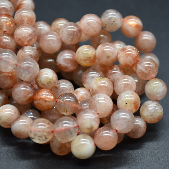 Natural Copper Sunstone Semi-precious Gemstone Round Beads - 6mm - 15'' Strand #01