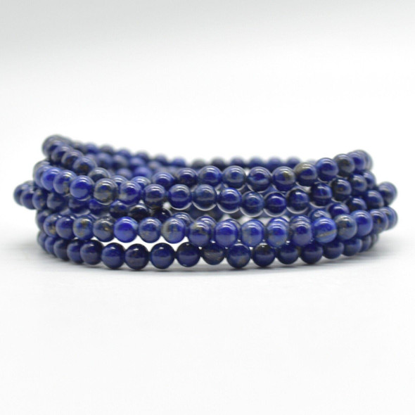 Natural Lapis Lazuli Semi-Precious Round Gemstone Crystal Bracelet, Sample Strand - 4mm  - 1 Count - 7 - 7.5 inches