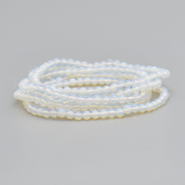 Opalite Moonstone Round Gemstone Beads Bracelet/Sample Strand - 4mm  - 1 Count - 7 - 7.5 inches
