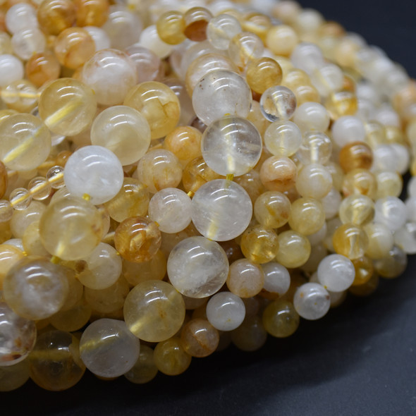 Natural Yellow Quartz Semi-Precious Round Gemstone Crystal Bracelet, Sample Strand - 4mm  - 1 Count - 7 - 7.5 inches