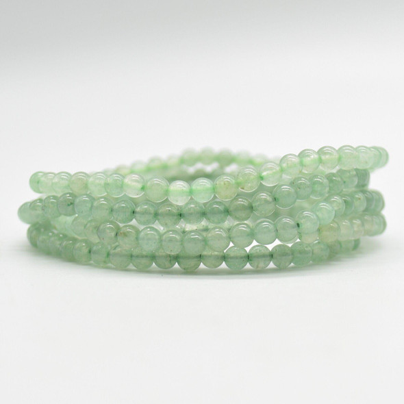 Natural Green Aventurine Semi-Precious Round Gemstone Crystal Bracelet, Sample Strand - 4mm  - 1 Count - 7 - 7.5 inches