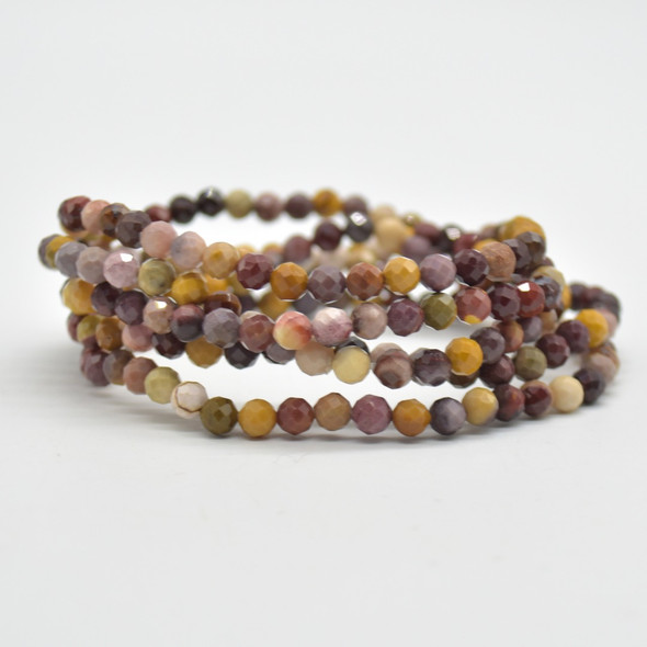 Natural Mookaite/Mookite Semi-Precious FACETED Round Gemstone Crystal Bracelet, Sample Strand - 4mm  - 1 Count - 7.5 inches
