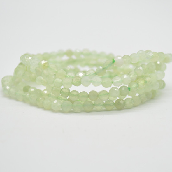 Natural New Jade Semi-Precious FACETED Round Gemstone Crystal Bracelet, Sample Strand - 4mm  - 1 Count - 7.5 inches