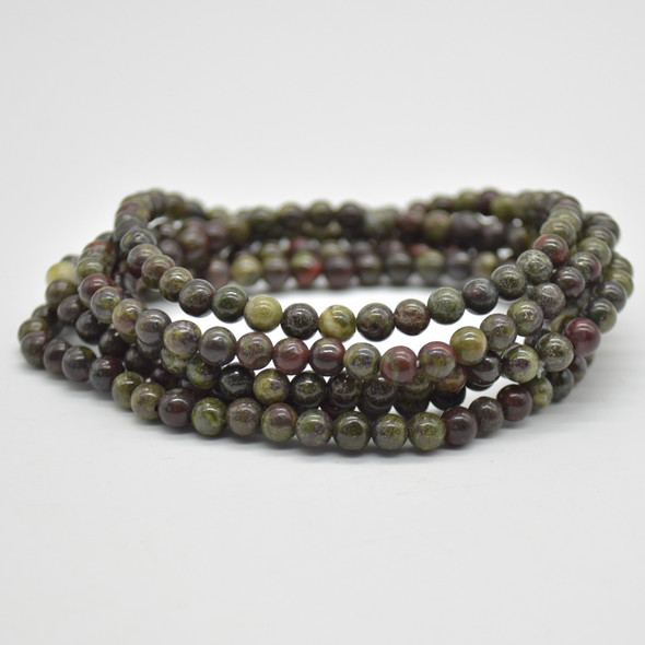 Natural Dragon Blood Jasper Semi-Precious Round Gemstone Crystal Bracelet, Sample Strand - 4mm  - 1 Count - 7 - 7.5 inches