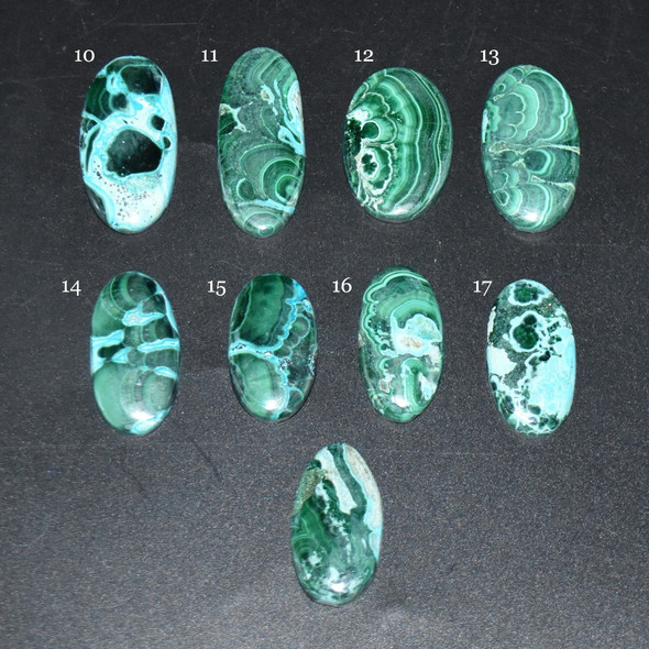 Natural Large Malachite with Chrysocolla Semi-precious Oval Gemstone Cabochons  - 1 Count  - 9 Options Lot 02