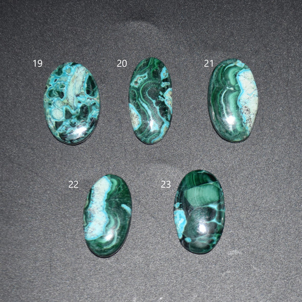 Natural Large Malachite with Chrysocolla Semi-precious Oval Gemstone Cabochons  - 1 Count  - 5 Options Lot 03