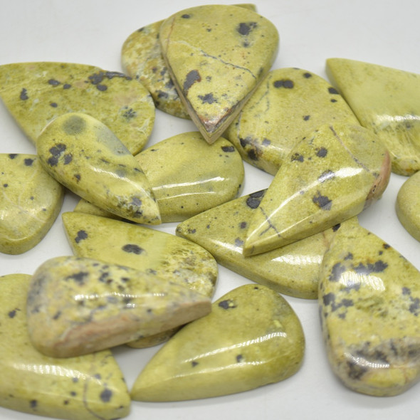 Natural Large Gaspeite Semi-precious Teardrop Gemstone Cabochons  - 1 Count  - 3 Options