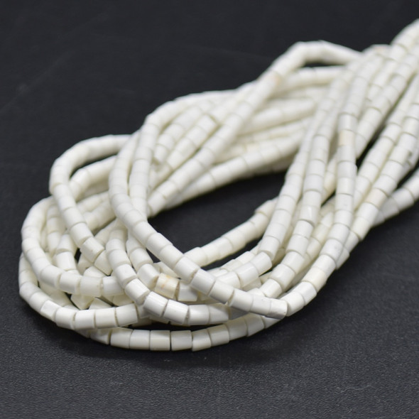 Natural White Howlite Semi-precious Gemstone Round Tube Beads - 2mm x 2mm - 15'' Strand