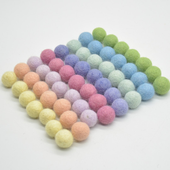 100% Wool Felt Balls - 1.5cm - 100 Count - Felt Balls - Assorted Confetti Mix