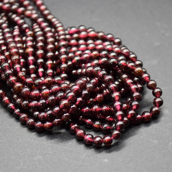 Natural Garnet Semi-precious Gemstone Round Beads - 3mm - 15'' Strand