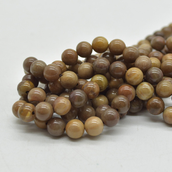Natural Wood Jasper (Pale brown) Semi-precious Gemstone Round Beads - 6mm - 15'' strand