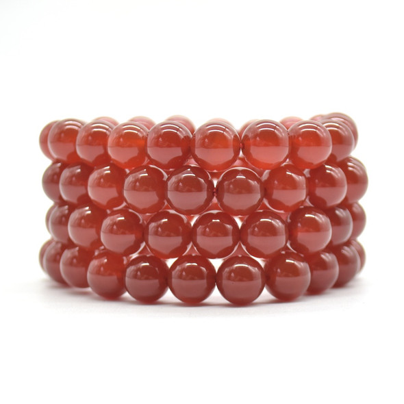 Red Agate Semi-precious Gemstone Round Beads Sample strand / Bracelet - 10mm - 7.5 inches