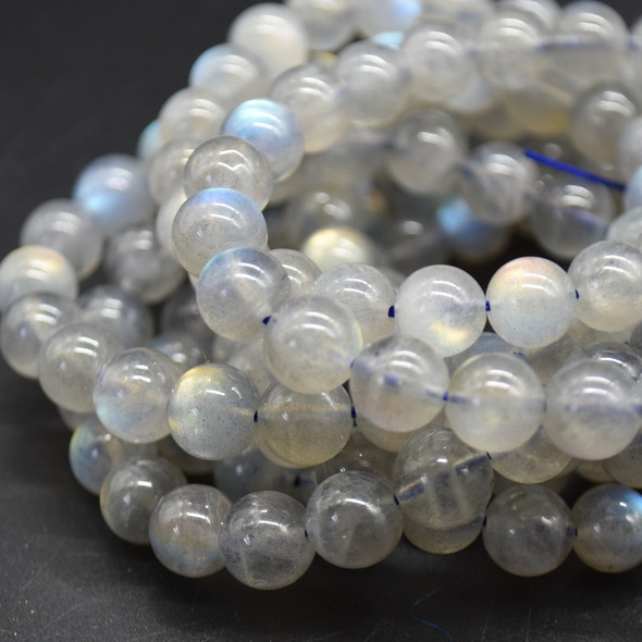 Blue Flash Grade AA Labradorite Semi-Precious Gemstone Round Beads / Sample Strand - 9.5mm - 7 inches