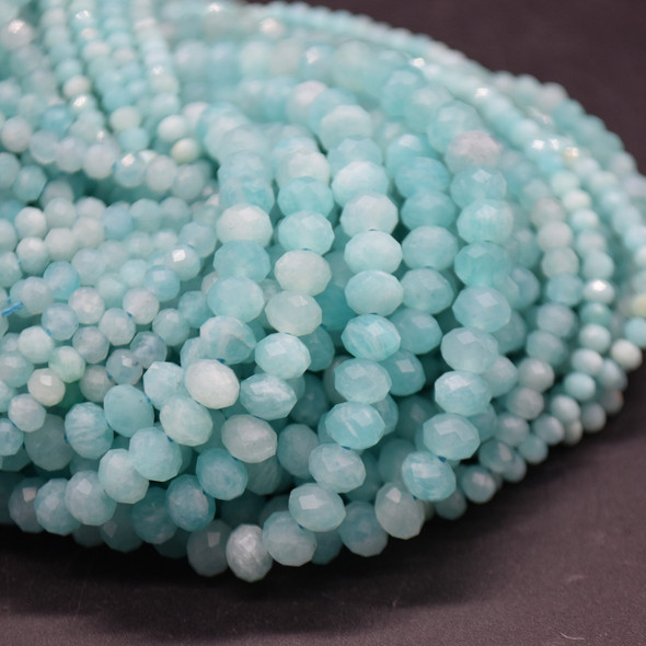 Peruvian Amazonite Gemstone FACETED Rondelle Spacer Beads - 2.8mm, 3mm, 4mm, 6mm Sizes - 15'' Strand