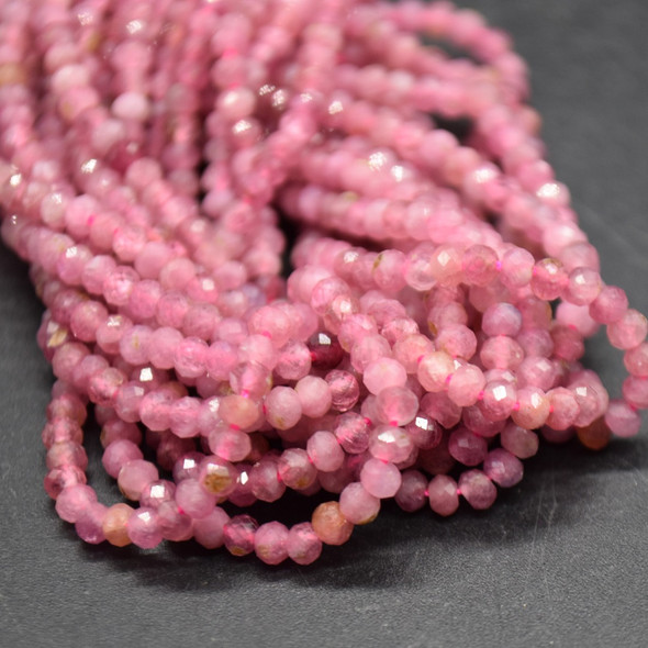 Natural Light Ruby Semi-Precious Gemstone FACETED Rondelle Beads - 3mm x 2mm - 15'' Strand