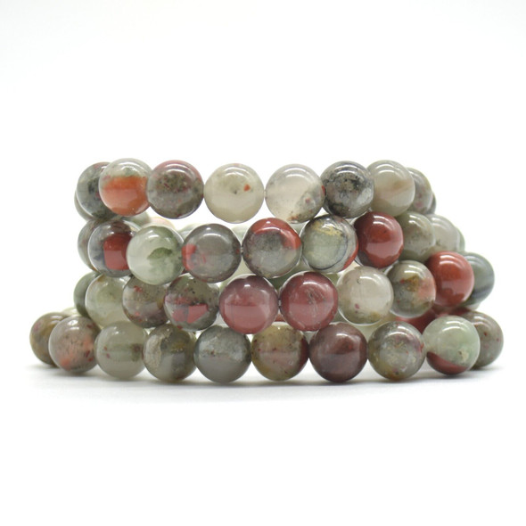 African Blood Jasper Gemstone Round Bead Sample strand / Bracelet - 10mm  7.5 Length