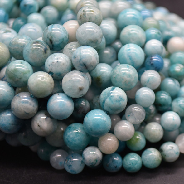 Natural Turquoise Blue Hemimorphite Semi-precious Gemstone Round Beads - 6mm or 8mm Sizes - 14'' Strand