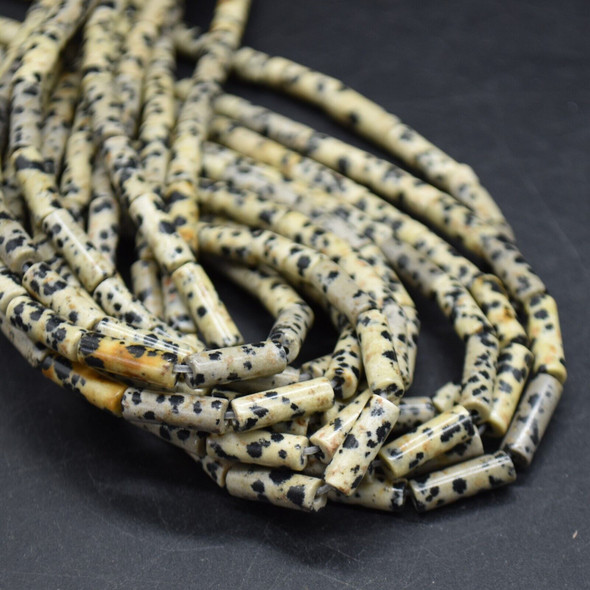 Natural Dalmatian Jasper Semi-precious Gemstone Round Tube Beads - 13mm x 4mm - 15" Strand Natural Dalmatian Jasper Semi-precious Gemstone Round Tube Beads - 13mm x 4mm - 15" Strand