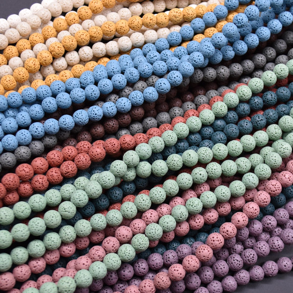 Coloured Lava Stone (Dyed) Round Beads - 8mm - 15'' Strand