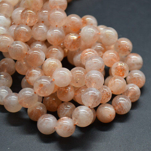 Natural Pale Sunstone Semi-precious Gemstone Round Beads - 8mm - 15'' Strand