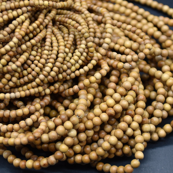 MySore Sandalwood Round Beads - 2mm, 3mm, 4mm sizes, 20'', Jewellery Making