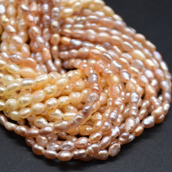 Freshwater Pearl Beads - Baroque Seed Nugget Keshi Pearls - Peach Pink, Purple - 2.8mm - 3.5mm - 13'' strand - For Jewellery Making