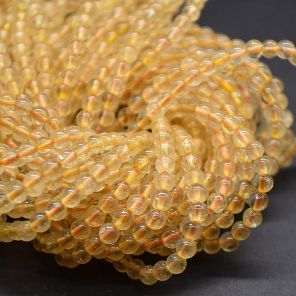Golden Rutilated Quartz Round Beads - 4mm - 4.5mm, 20'' strand, for Jewellery Making DIY