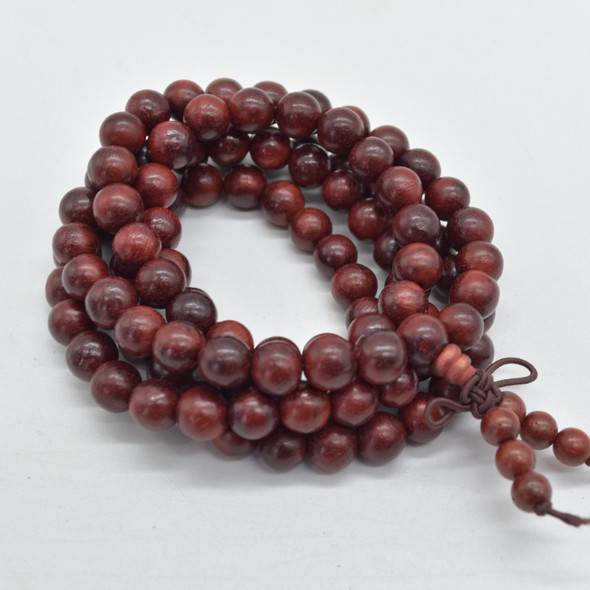 Red Blood Sandalwood Round Wood Beads - 108 Mala Prayer Beads - 6mm, 8mm Red Blood Sandalwood Round Wood Beads - 108 Mala Prayer Beads - 6mm, 8mm