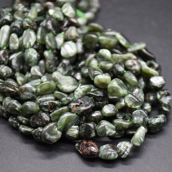 Seraphinite Tumblestone Nugget Beads - 5mm - 8mm - 15'' strand, for Jewellery Making