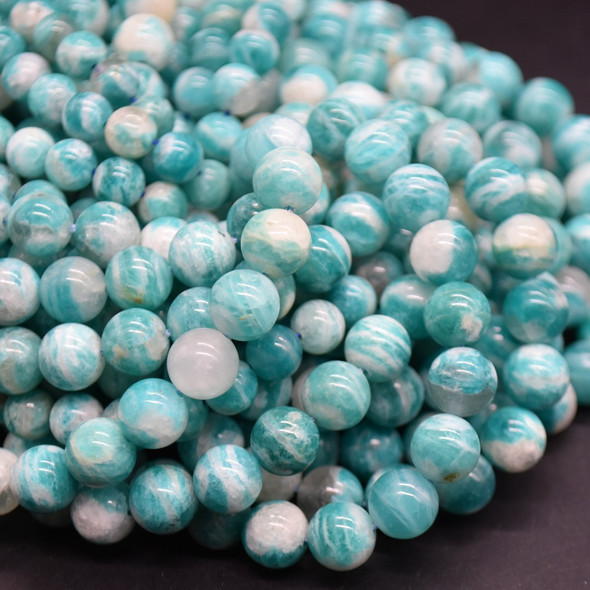 Amazonite (Pale Teal Green) Round Beads -  6mm, 8mm sizes - 15'' Strand, for Jewellery Making