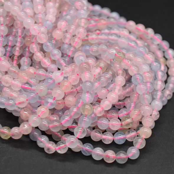 Clear Beryl, Morganite Gemstone Round Beads - 4mm - 15'' Strand, For Jewellery Making