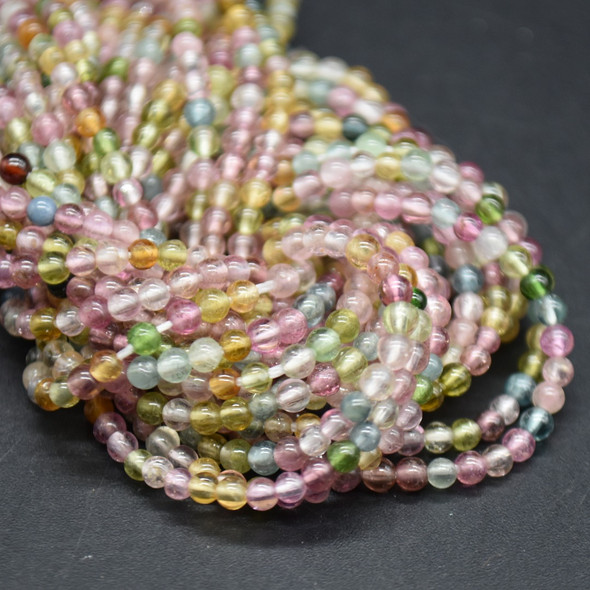 Watermelon Tourmaline Round Beads - 2mm - 2.3mm - 15'' Strand, for Jewellery Making - Grade AA