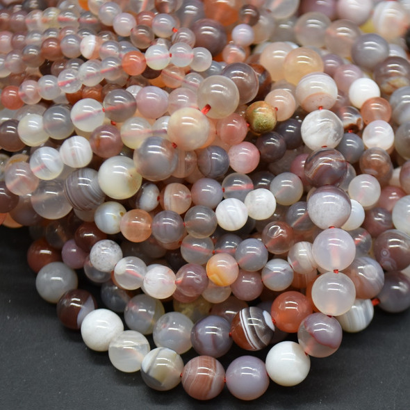 Red Botswana Agate Gemstone Round Beads - 4mm, 6mm, 8mm, 10mm Sizes - 15'' Strand, for Jewellery Making