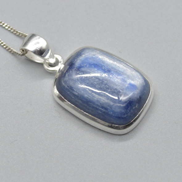 Blue Kyanite Rectangular Pendant in Sterling Silver - 1 Piece - 2.2cm - No Chain - 3 Options
