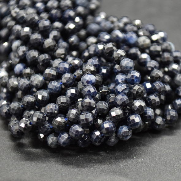 Sapphire FACETED Round Beads - 4mm - 15'' Strand, for Jewellery Making DIY
