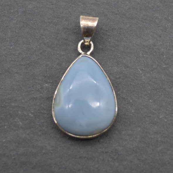 Owyhee Blue Opal Teardrop Pendant In 925 Silver - 1 Piece - 3cm - No Chain