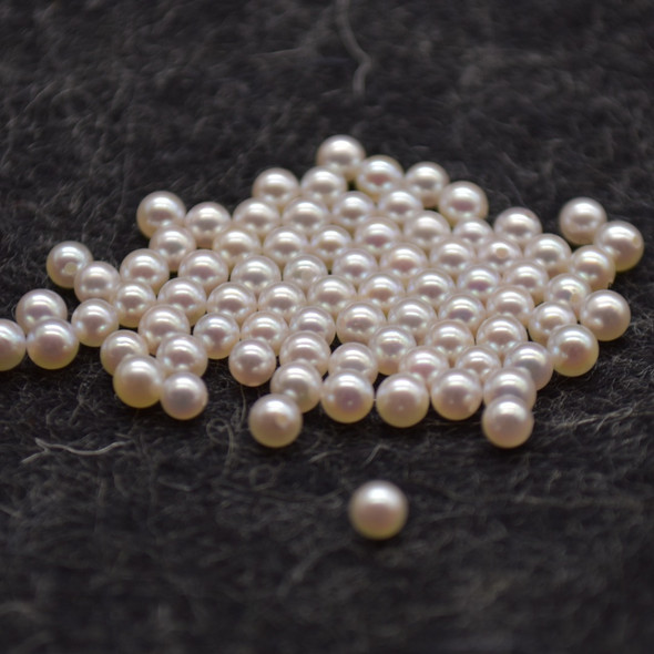 Saltwater Japanese Akoya Half-Drilled Round White Pearl Beads, (1 or 2pcs) for Earrings or Ring, 4 Size Options
