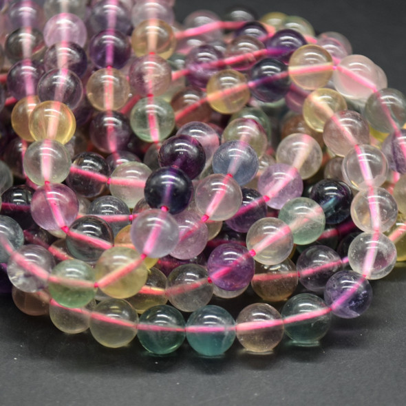 Multi-Colour Fluorite Gemstone Round Beads - 8mm - 15'', for Jewellery Making