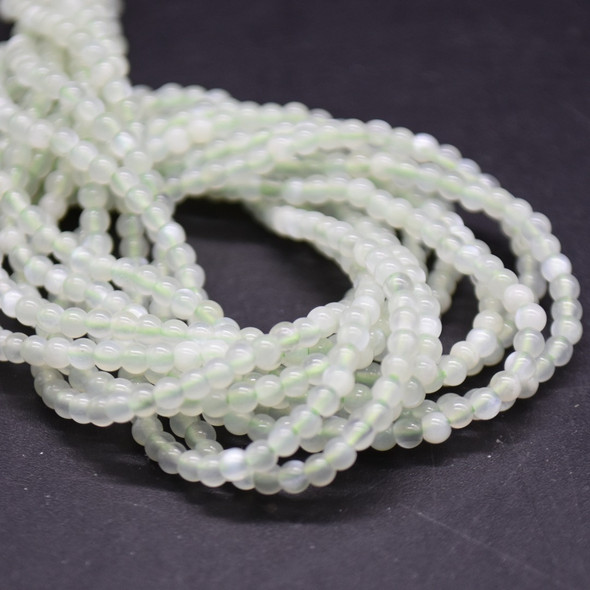 Green Moonstone Gemstone Round Beads - 2mm - 15'' Strand, for Jewellery Making