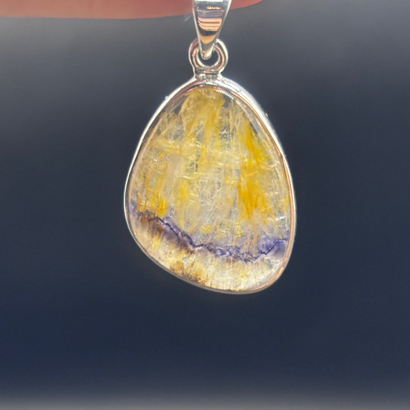 Genuine Blue John Fluorite Pendant - Rare Derbyshire Gemstone in Sterling Silver - 3 Options