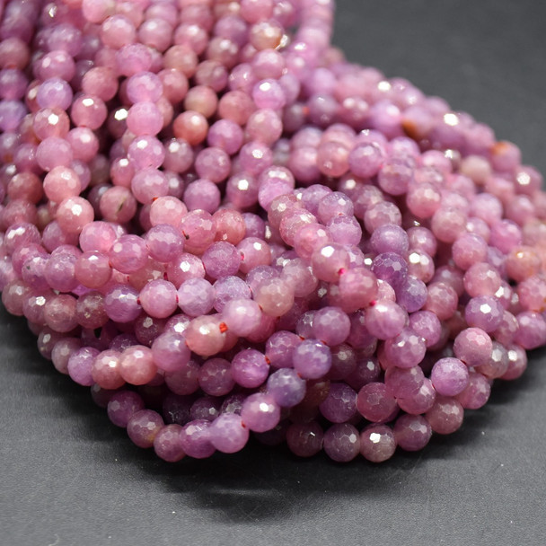 Natural Ruby Gemstone FACETED Round Beads - 4.8mm - 15'' Strand, for Jewellery making