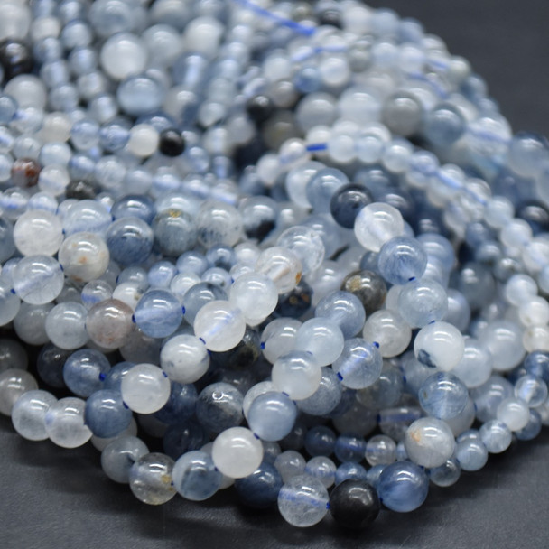 Dumortierite (dark blue) in Quartz Gemstone Round Beads - 2mm, 3mm, 4mm sizes - 15'' Strand, for Jewellery Making