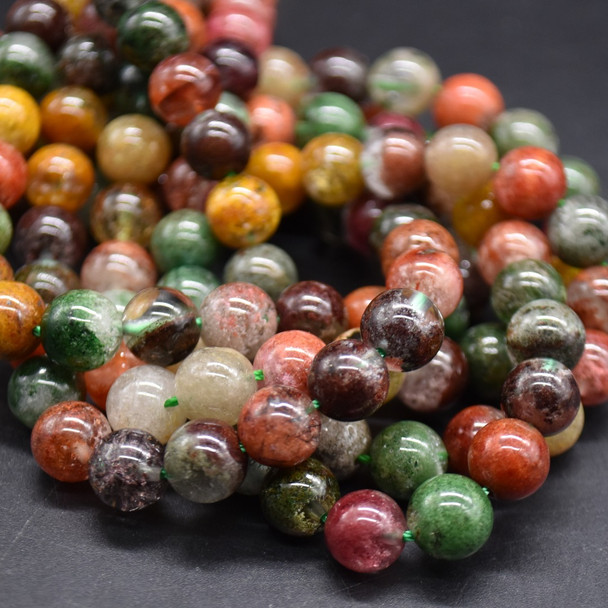 Mixed Phantom Quartz Round Beads - 8mm - 15'' Strand, for Jewellery making