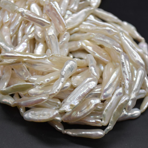 Freshwater Pearl Beads - Biwa Souffle Pearls - 22mm - 25mm x 6mm - 8mm - 15'' strand - For Jewellery Making