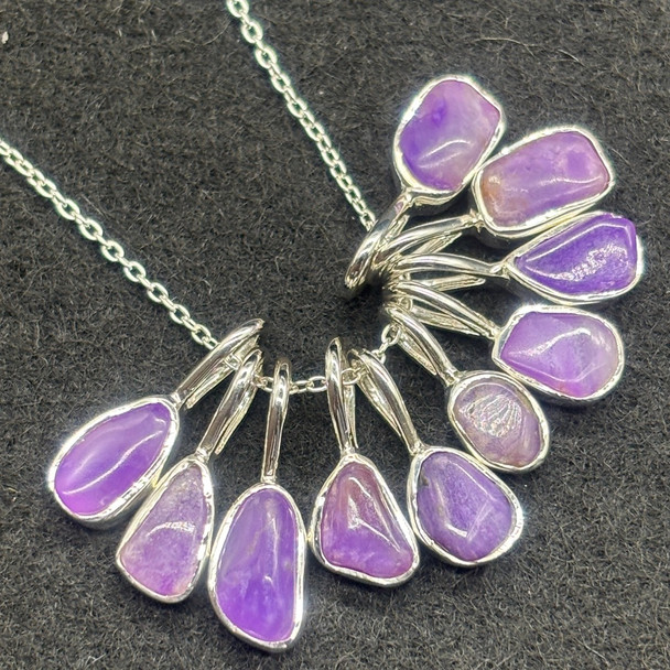 Mini Sugilite Sterling Silver Pendant - Rare South African ''Luvulite'' - For Jewellery Making - 1 Piece - 0.6mm-0.8mm