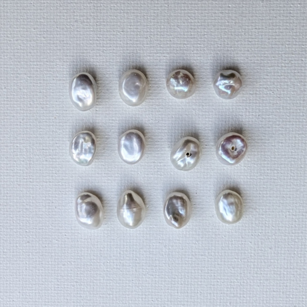 White Baroque Nugget Pearl Beads - Half Drilled - 7mm-8mm - 0.9mm Hole for Jewellery Making